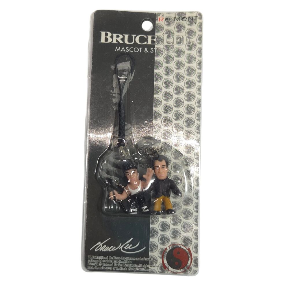 Vintage Y2K Bruce Lee Mascot Figure Phone Strap Keychain Charm Novelty Opponent